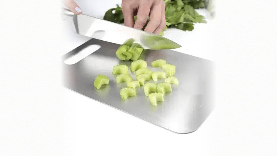 Katori Titanium Cutting Board in use